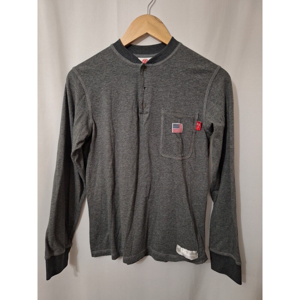 FRC Fire Resistant Henley Shirt Men's Small Long Sleeve Pockets Cotton Workwear